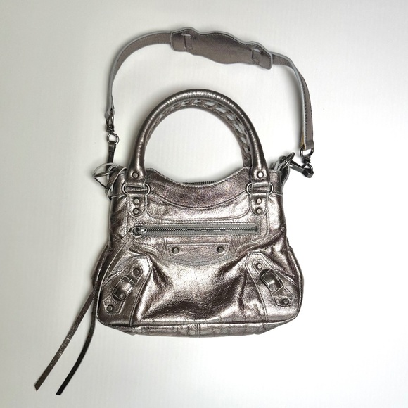BALENCIAGA 2004 Metallic Pewter Mini Classique Bag - Picture 1 of 9